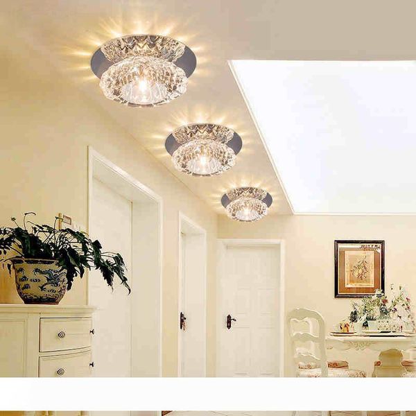 

round crystal light hallway foyer led crystal ceiling lamp 3w 5w corridor aisle lamparas de techo lustre lights home decor