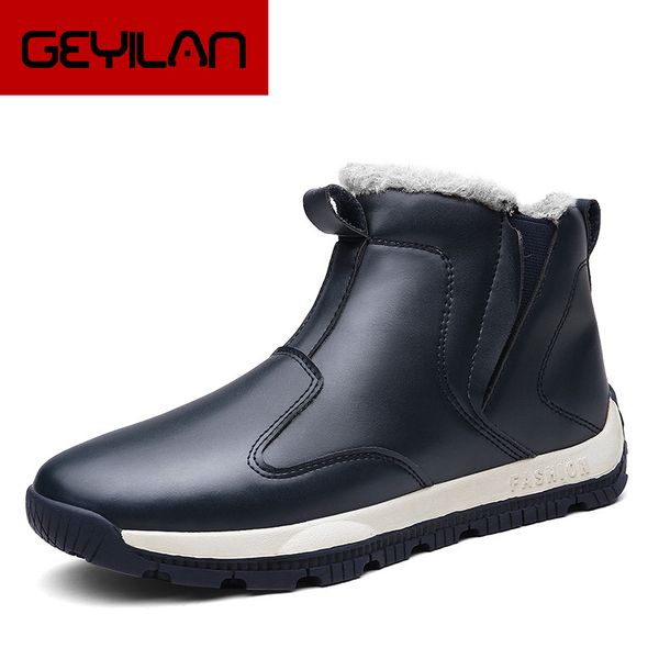 

men boots new arrivals warm plush winter shoes fashion waterproof ankle boots non-slip men winter snow plus size, Black