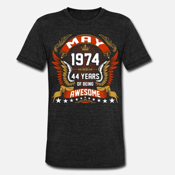 

may 1974 44 years of being awesome t shirt men printed tee shirt round collar family interesting comical summer style pattern shirt, White;black