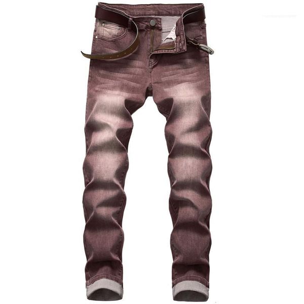 

long trousers new homme clothing casual mens designer jeans stylish coffee color slim straight stretchy loose pants, Blue