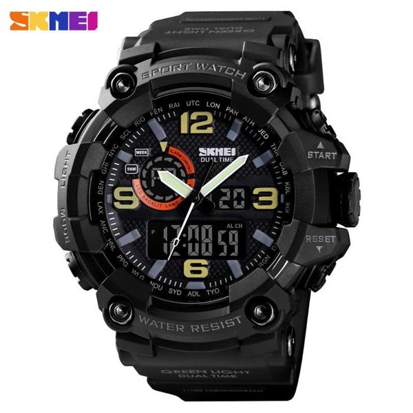 

skmei 2020 new sport digital watch men large dial multifunction led light 50m waterproof wrist watch for men relogio masculino, Slivery;brown