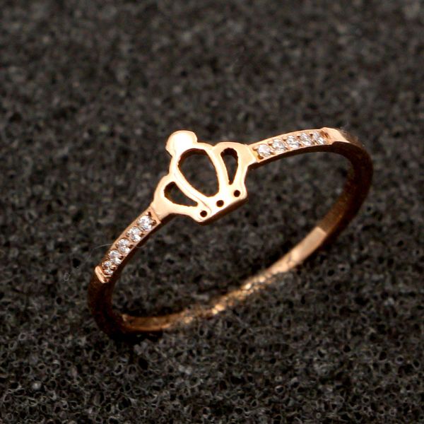

2020ashion lady charm temperament cnc miniature diamond crown ring tail ring tide person rose gold ring, Silver