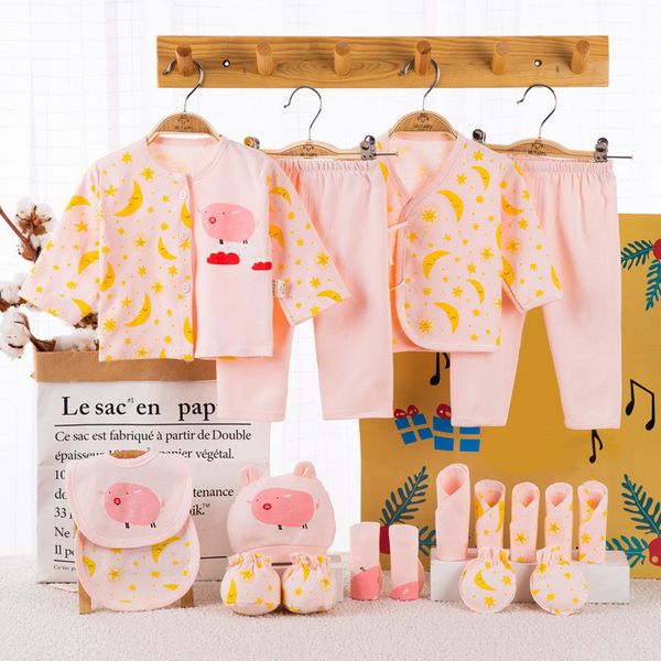 

18 шт 100% хлопок новорожденных baby girl одежда набор для новорожденных baby girl summer одежда мультфильм мальчиков одежда малышей hat наг, White