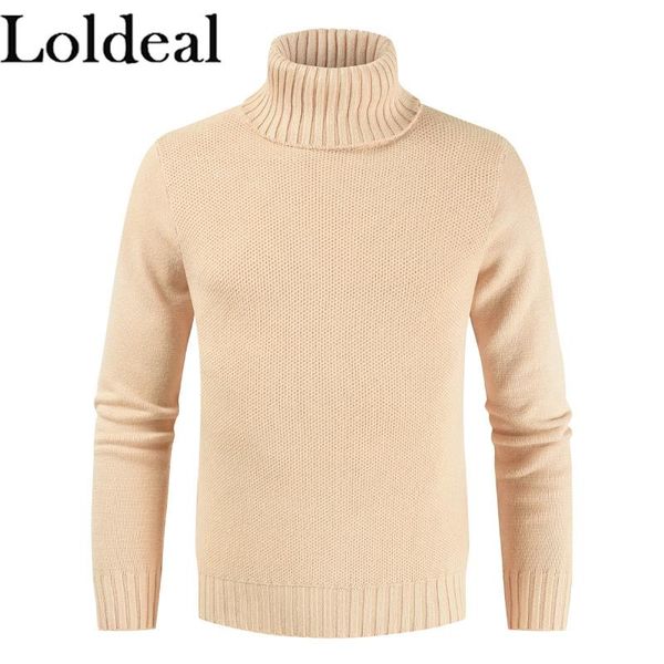 

loldeal men turtleneck sweater solid color casual knit pullover slim fit, White;black