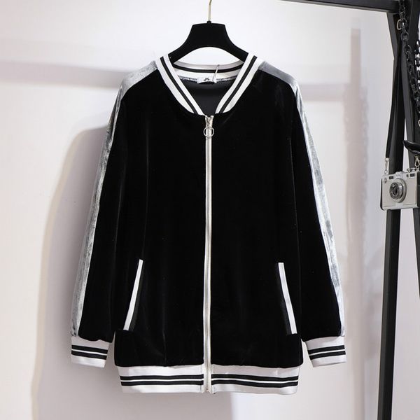 

плюс размер женская жир mm2020 осени новый свитер повседневные брюки золотой бархат двухсекционный тонкий женская мода спортивные костюмы пл, Gray