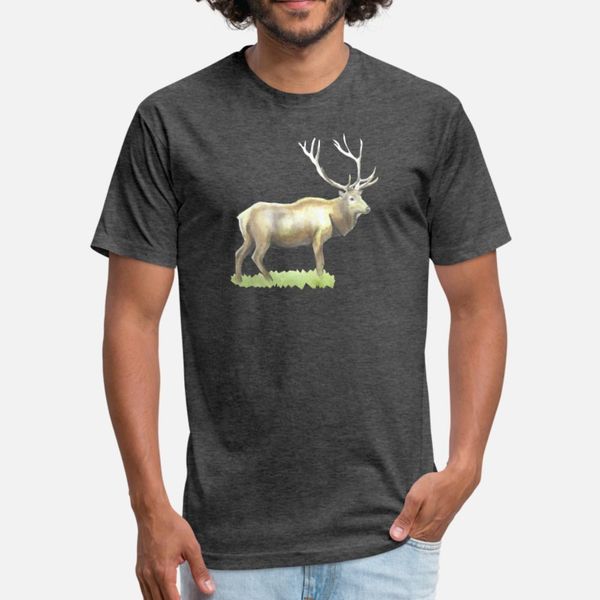

elk bull stag t shirt men printing short sleeve euro size s-3xl slim interesting basic summer original shirt