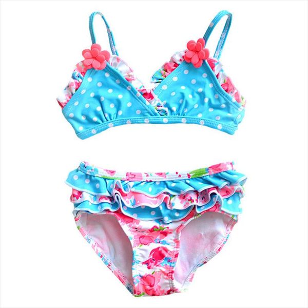

детские малыш девочек купальники dot цветочные две пьесы купальник полиэстер девушки бикини set детский пляж дети купальный костюм, White;black