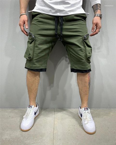 

мужской одежда high street designer мужские шорты лоскутная сплошной цвет homme шорты mid талия cargo кулиска hiphop, White;black