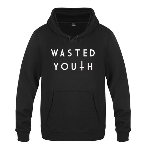

wasted youth inverted cross novelty creative sweatshirts men 2020 mens hooded fleece pullover hoodies, Black