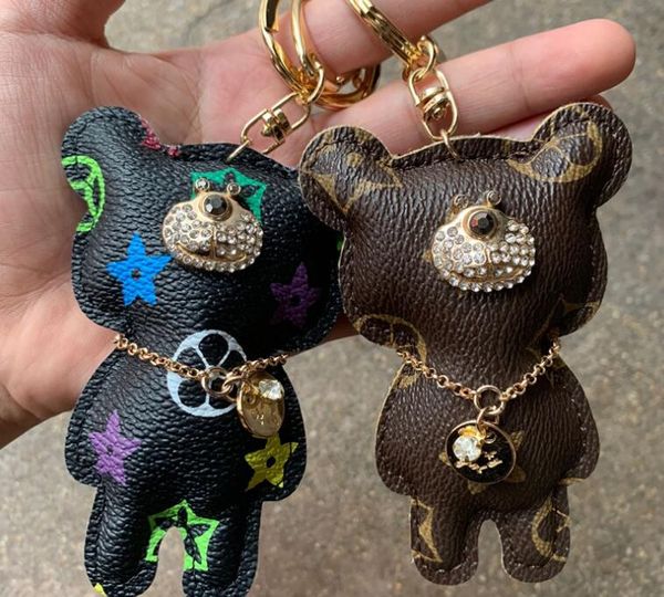 

cute bear shape key chain lovely cartoon keychain for girl print flower key ring birthday gift, Silver