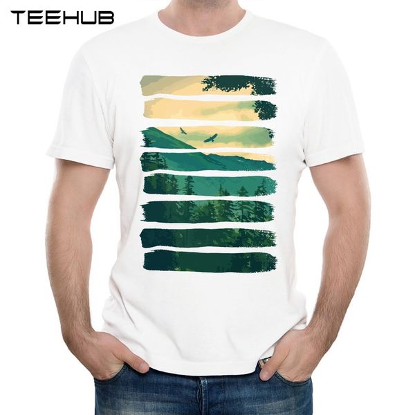 

2019 men's new fashion the wild scenery printed short sleeve t-shirt summer cool soft tee