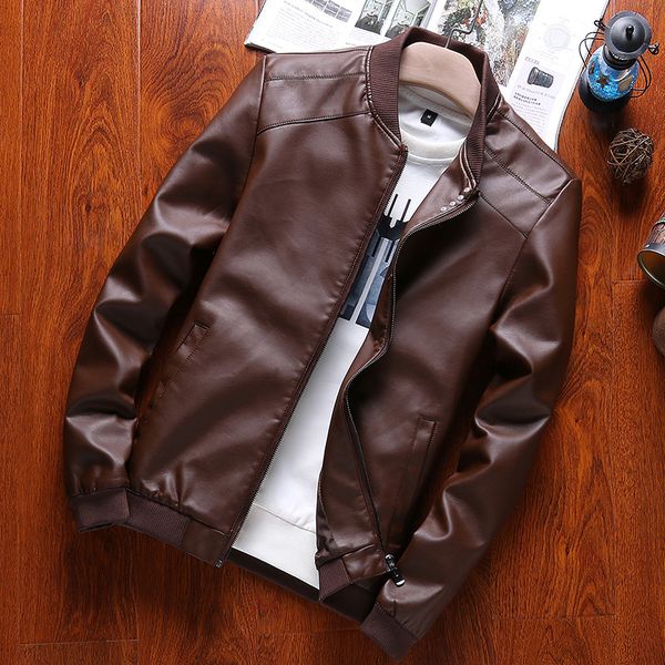 

tg6061wholesale 2020 new autumn jacket male han edition cultivate one's morality locomotive leather pu leather trend, Black