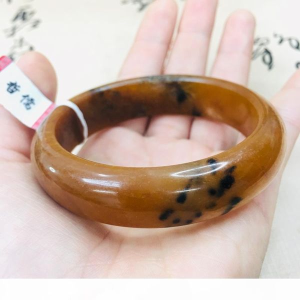 

natural xinjiang original stone carved golden two-color 53-62 bracelet beautiful princess bracelet send girlfriend to send mom, Black
