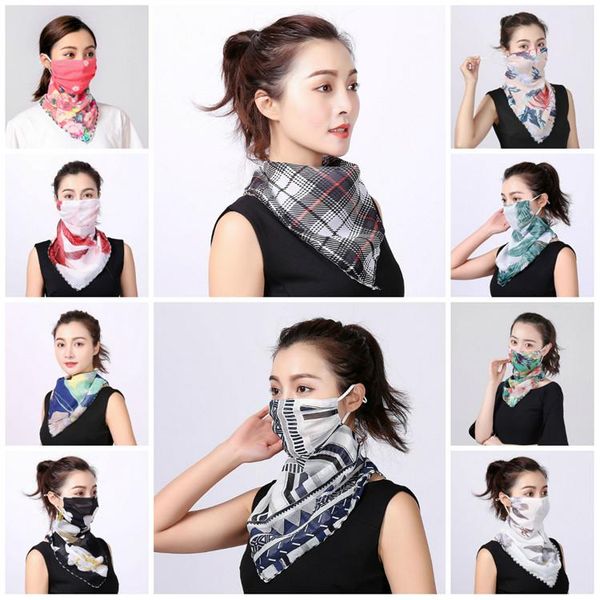 

women scarf face mask silk chiffon handkerchief outdoor windproof half face dust-proof sunshade masks scarf dust mask party masks