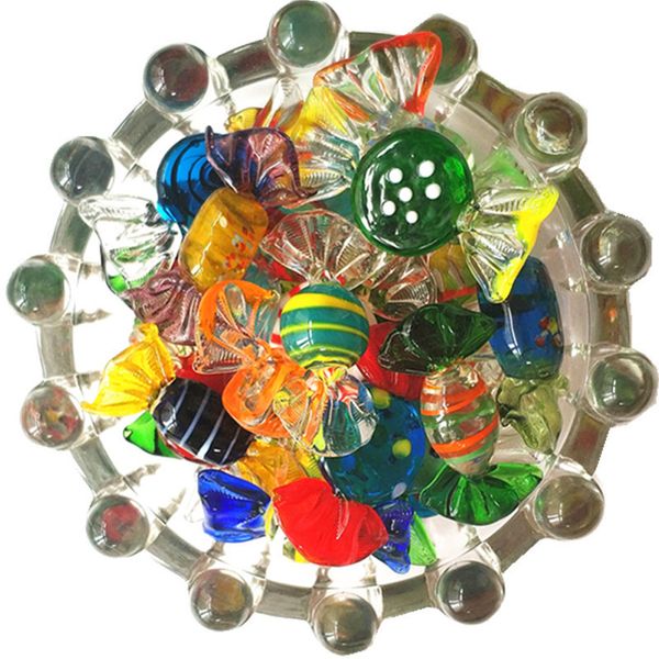 

24pcs украшение vintage murano style glass candy статуэтка красочный орнамент