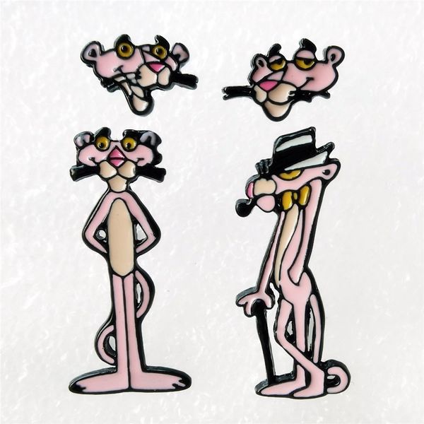 

stud cosaner pink panther fashion anime cartoon earring earrings women girls kids jewelry birthday gift, Golden;silver
