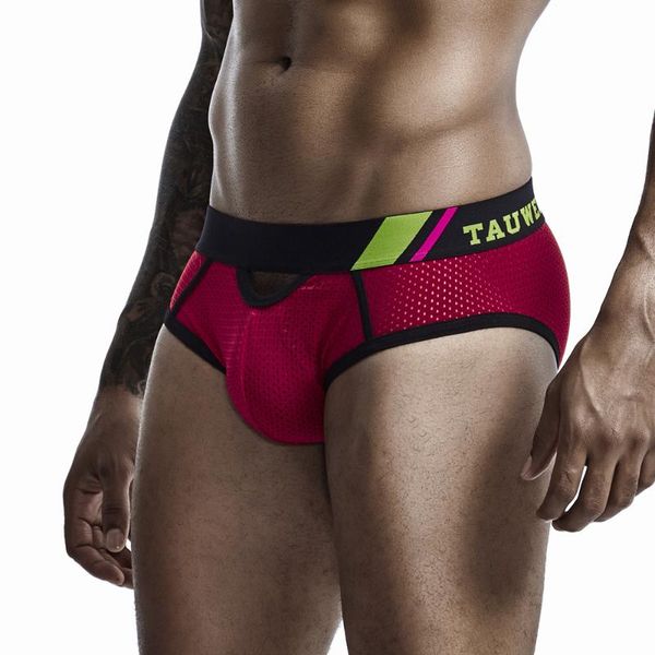

2020 tauwell new designed brand men underwear briefs slip mesh shorts gay men underwear male panties breathable briefs, Black;white