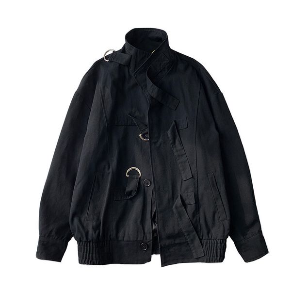 

mens new autumn winter male casual streetwear cargo jacket fashion male clothing solid windbreaker streetwear outwear coat, Black;brown