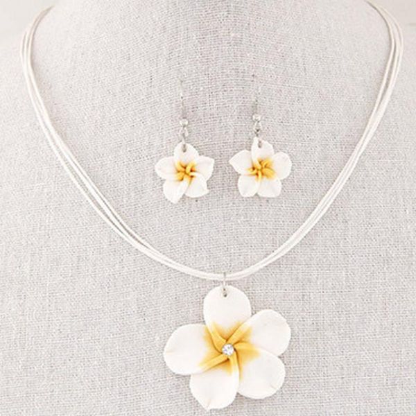 

earrings charm flower shaped party necklace pendant fashion elegant accessories gifts bridal wedding jewelry set women lady girl, Silver