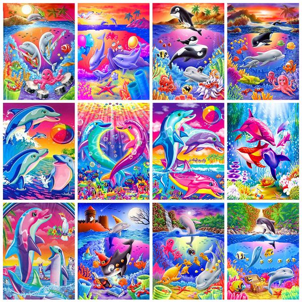 

evershine 5d diy diamond painting dolphin diamond embroidery cartoon rhinestone mosaic cross stitch kit home decoration