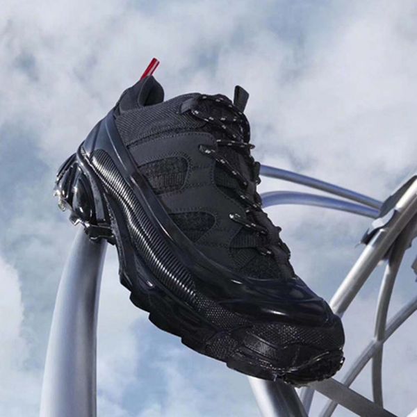 

fashion real leather handmade multicolor gradient technical fabric sneakers man women famous shoes 01 j088, Black