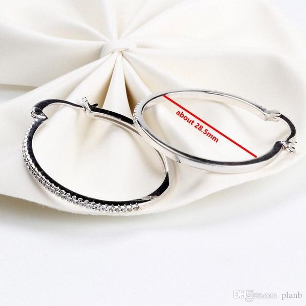 

925 sterling silver big hoop earring full cz diamond fashion bad girl jewelry party earrings, Golden;silver