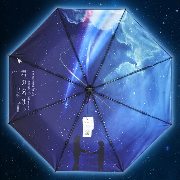 

anime your name rain sunny folding umbrella cosplay accessory props black coating umbrella parasol for lovers girl birthday gift