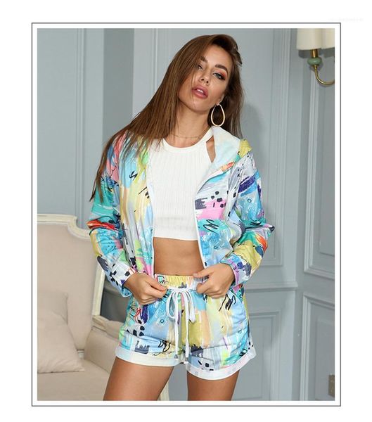 

contrast color hooded zipper fashion suits womens clothing 2 piece set autumn womens designer tracksuits tie dye, Gray