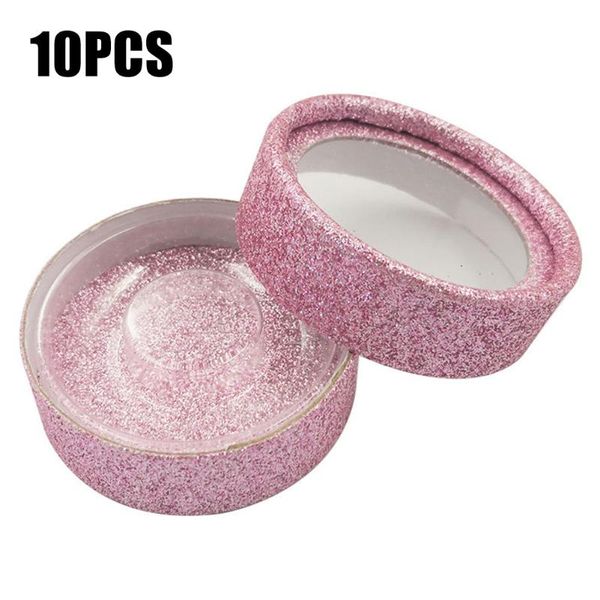 

10pcs portable travel salon transparent lid paper makeup packaging box carrying home eyelash storage case cosmetic round