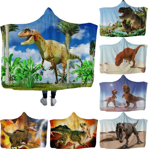 

dinosaur print hooded blanket children cartoon warm cape blanket 19styles 150*130cm