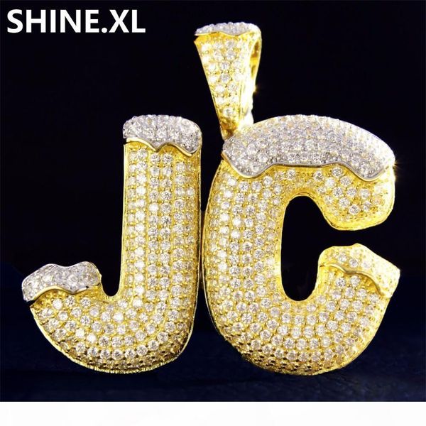 

new custom bubble letter name snow iced out zircon gold silver color plated hip hop jewelry christmas halloween gift