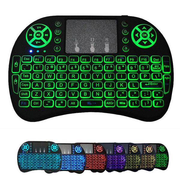 

mini i8 wireless keyboard backlight backlit 2.4g air mouse keyboard remote control touchpad rechargeable lithium battery for and
