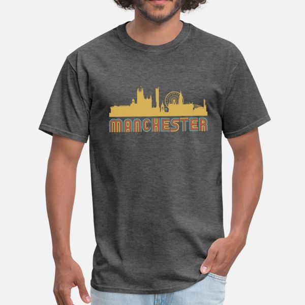 

vintage style manchester england skyline t shirt men designs 100% cotton s-xxxl clothing famous basic summer letter shirt