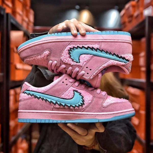 

nÃ¬ke grateful dead sb dÃ¹nk low yellow orange green blue pink bears skate shoes boy girl cute sneakers men's fashion design casual shoes, Black