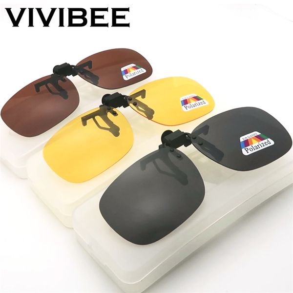 

vivibee men polarized clip on sunglasses for driving 2020 night vision yellow women square sun glasses with clips clips, White;black