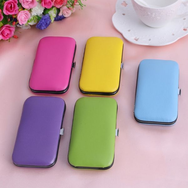 

7pcs manicure set nail care clippers scissors travel grooming kits case