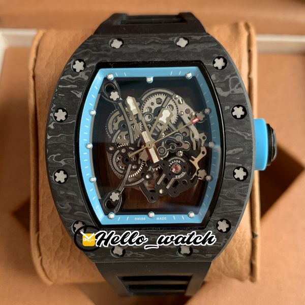 

version new rm055 ntpt carbon fiber case skeleton dial japan nh automatic mens watch sapphire rubber strap sport watches hello_watch, Slivery;brown