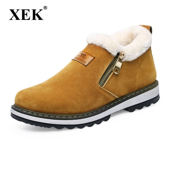 

xek 2020 new arrival fashion winter men boots wear resistant handmade ankle boots warm working boot zipper men shoes zll368, Black