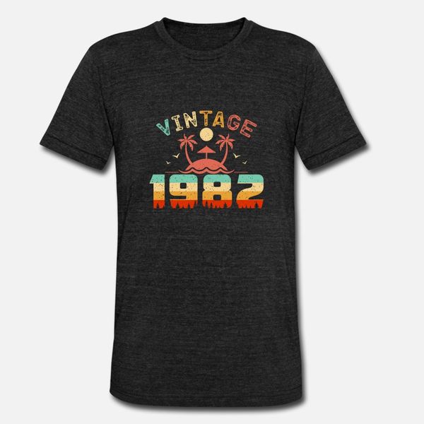 

vintage 1982 cool birthday gift idea t shirt men print short sleeve size s-3xl standard gift fashion spring autumn standard shirt, White;black