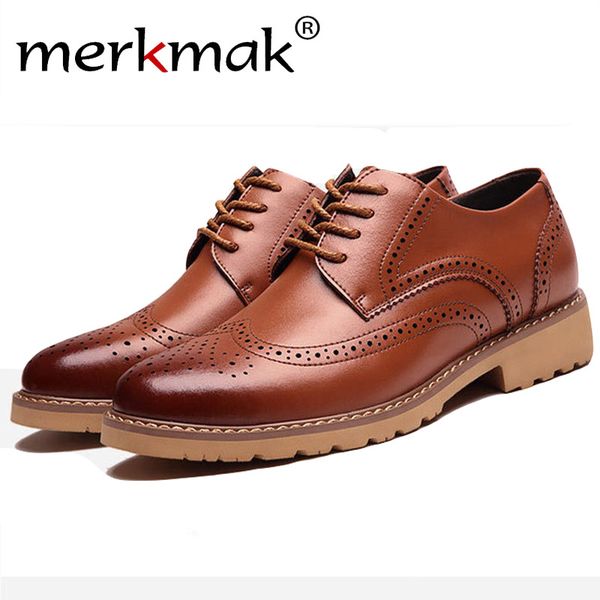 

merkmak casual brogue men shoes's fashion comfortable breathable business dress footwear man flats outdoor sneakers drop ship, Black