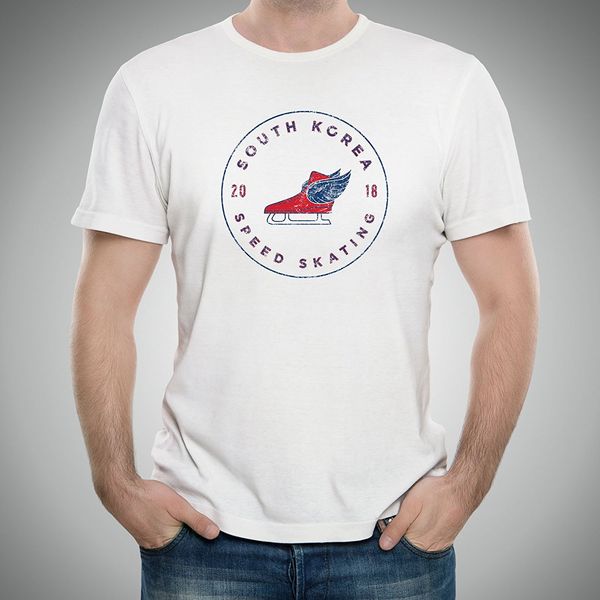 

2019 new cool tee shirt speed skating winter games t shirt fashion cotton t-shirt