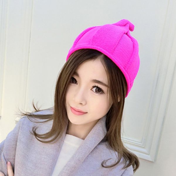 

berets womens cute twisted flower cap pointed knit warm elastic winter tc21, Blue;gray