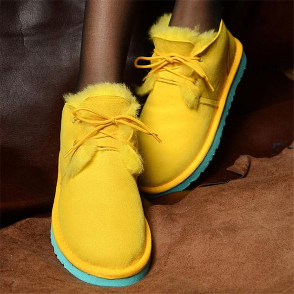 

new fashion genuine sheepskin leather woman boots 100% natural fur snow boots warm wool ankle winter shoes, Black