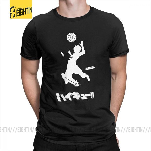 

haikyuu футболка hinata spike футболка с коротким рукавом comic футболки s-6xl шея экипаж нового прибытия mens чистый хлопок японского plus