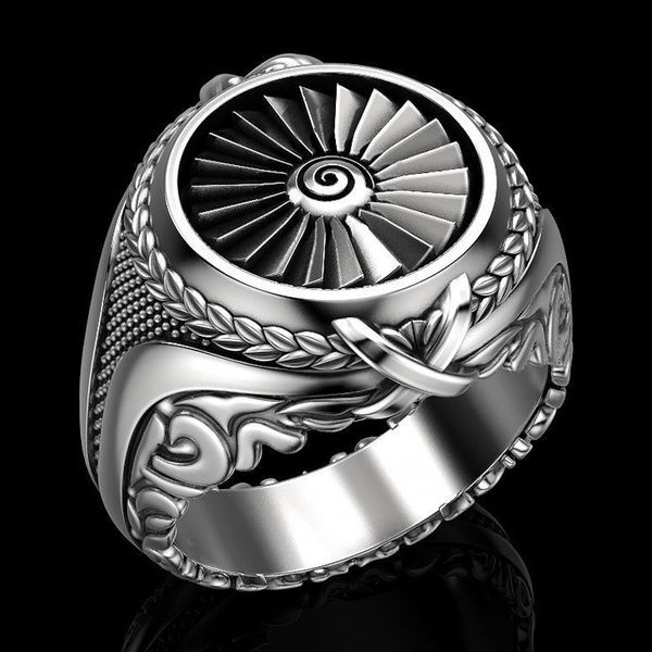 

mengyi new fashion rings punk gothic jewelry men hip hop rock golden ring turbine design geometric ring wedding bague, Golden;silver