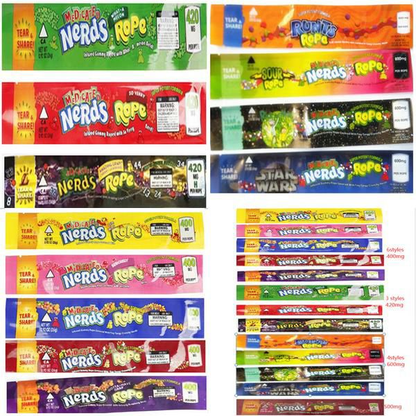 

rope rope bas food gummy types nerds three foil sealing bag 14 bags candy package mix medicated packaging empty new edge nerdsrope nerds gwc