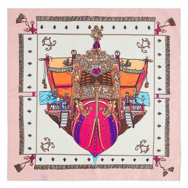 

women square silk scarf red pirate ship print shawls and wraps foulard femme joker ladies small twill scarves 60*60cm, Blue;gray