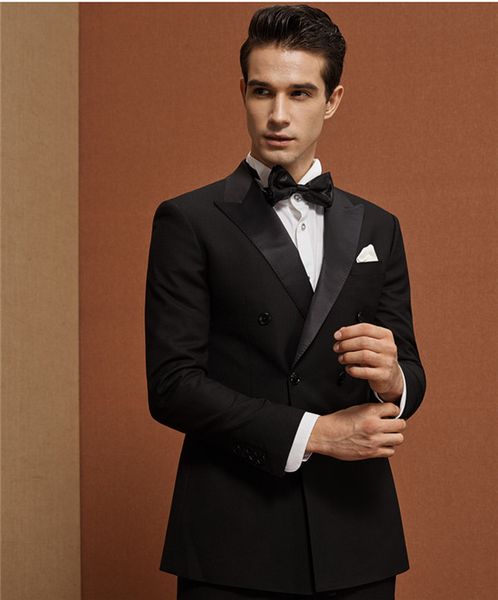 

classic tuxedos groom wedding peak lapel men suits mens wedding suits tuxedo costumes de pour hommes men(jacket+pants+tie) y260, Black;gray