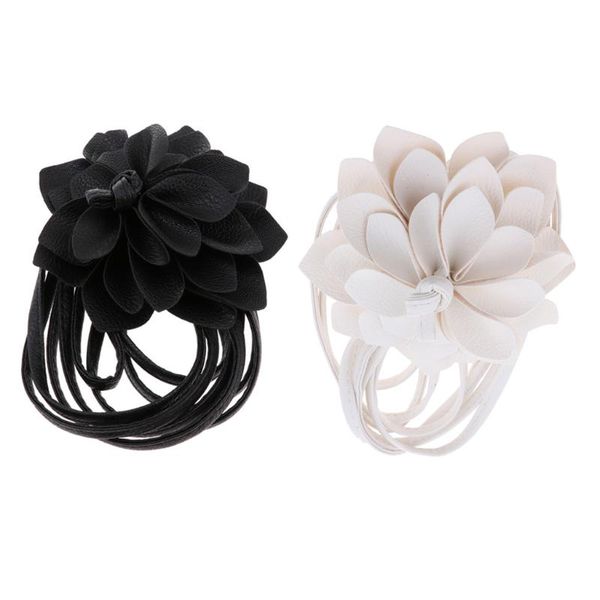 

200cm women flower waist belt dress decor pu leather waist rope for girls ladies, Black;brown