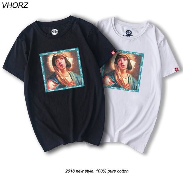 

vhorz virgin mary men's t-shirts 2018 funny printed short sleeve tshirts summer hip hop casual cotton tees streetwear